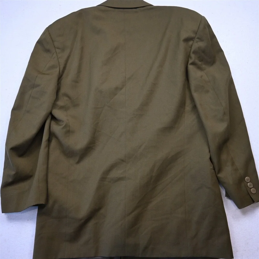 Vtg Double Breasted 42L Green 100% Wool Mens Blazer Suit Jacket Sport Coat_12